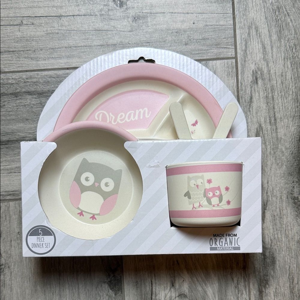 Pink and Cream Owl Dinner Set